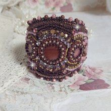 Bracciale romantico ricamato con perle di mogano e perline in stile vintage